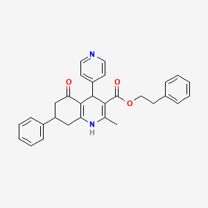 molecular formula C30H28N2O3 B5157112 2-phenylethyl 2-methyl-5-oxo-7-phenyl-4-(4-pyridinyl)-1,4,5,6,7,8-hexahydro-3-quinolinecarboxylate 