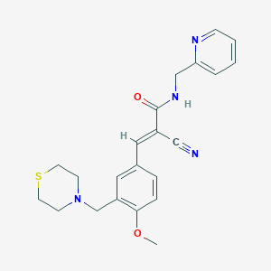 molecular formula C22H24N4O2S B5157127 2-cyano-3-[4-methoxy-3-(4-thiomorpholinylmethyl)phenyl]-N-(2-pyridinylmethyl)acrylamide 