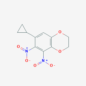 molecular formula C11H10N2O6 B5157164 7-cyclopropyl-5,6-dinitro-2,3-dihydro-1,4-benzodioxine 