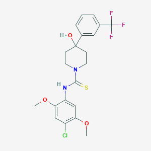molecular formula C21H22ClF3N2O3S B5157214 N-(4-chloro-2,5-dimethoxyphenyl)-4-hydroxy-4-[3-(trifluoromethyl)phenyl]-1-piperidinecarbothioamide 
