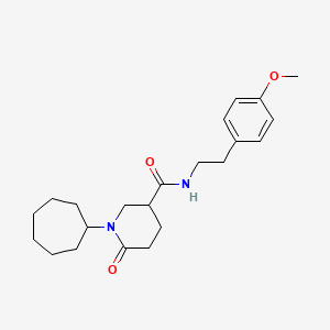 molecular formula C22H32N2O3 B5157217 1-cycloheptyl-N-[2-(4-methoxyphenyl)ethyl]-6-oxo-3-piperidinecarboxamide 