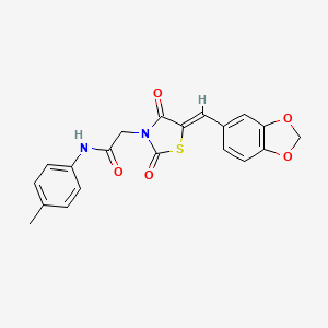 molecular formula C20H16N2O5S B5157220 2-[5-(1,3-benzodioxol-5-ylmethylene)-2,4-dioxo-1,3-thiazolidin-3-yl]-N-(4-methylphenyl)acetamide 