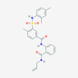 molecular formula C26H27N3O4S B5157232 N-{2-[(allylamino)carbonyl]phenyl}-3-{[(2,4-dimethylphenyl)amino]sulfonyl}-4-methylbenzamide 