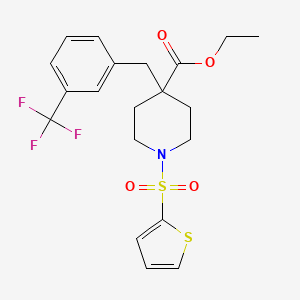 molecular formula C20H22F3NO4S2 B5157236 ethyl 1-(2-thienylsulfonyl)-4-[3-(trifluoromethyl)benzyl]-4-piperidinecarboxylate 