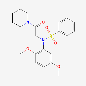molecular formula C21H26N2O5S B5157238 N-(2,5-dimethoxyphenyl)-N-[2-oxo-2-(1-piperidinyl)ethyl]benzenesulfonamide 