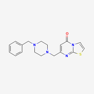 molecular formula C18H20N4OS B5157249 7-[(4-benzyl-1-piperazinyl)methyl]-5H-[1,3]thiazolo[3,2-a]pyrimidin-5-one 