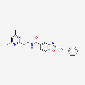 molecular formula C24H24N4O2 B5157295 N-[2-(4,6-dimethyl-2-pyrimidinyl)ethyl]-2-(2-phenylethyl)-1,3-benzoxazole-5-carboxamide 