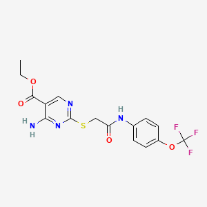 ethyl 4-amino-2-[(2-oxo-2-{[4-(trifluoromethoxy)phenyl]amino}ethyl)thio]-5-pyrimidinecarboxylate