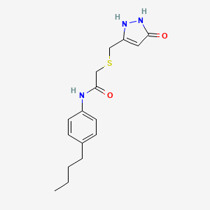 molecular formula C16H21N3O2S B5157321 N-(4-butylphenyl)-2-{[(5-hydroxy-1H-pyrazol-3-yl)methyl]thio}acetamide 