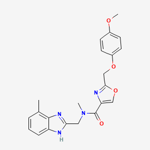 molecular formula C22H22N4O4 B5157332 2-[(4-methoxyphenoxy)methyl]-N-methyl-N-[(7-methyl-1H-benzimidazol-2-yl)methyl]-1,3-oxazole-4-carboxamide 