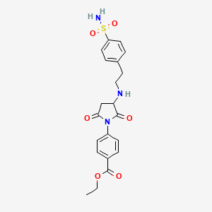 molecular formula C21H23N3O6S B5157334 ethyl 4-[3-({2-[4-(aminosulfonyl)phenyl]ethyl}amino)-2,5-dioxo-1-pyrrolidinyl]benzoate 