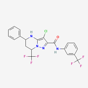 molecular formula C21H15ClF6N4O B5157370 3-chloro-5-phenyl-7-(trifluoromethyl)-N-[3-(trifluoromethyl)phenyl]-4,5,6,7-tetrahydropyrazolo[1,5-a]pyrimidine-2-carboxamide 