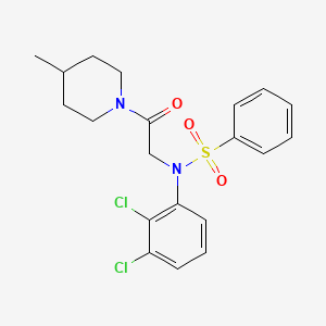 molecular formula C20H22Cl2N2O3S B5157485 N-(2,3-dichlorophenyl)-N-[2-(4-methyl-1-piperidinyl)-2-oxoethyl]benzenesulfonamide 