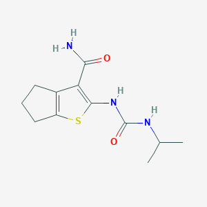 molecular formula C12H17N3O2S B5157503 2-{[(isopropylamino)carbonyl]amino}-5,6-dihydro-4H-cyclopenta[b]thiophene-3-carboxamide 