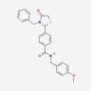 4-(3-benzyl-4-oxo-1,3-thiazolidin-2-yl)-N-(4-methoxybenzyl)benzamide