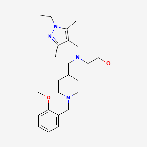 molecular formula C25H40N4O2 B5157551 N-[(1-ethyl-3,5-dimethyl-1H-pyrazol-4-yl)methyl]-2-methoxy-N-{[1-(2-methoxybenzyl)-4-piperidinyl]methyl}ethanamine 