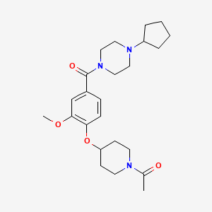 molecular formula C24H35N3O4 B5157616 1-{4-[(1-acetyl-4-piperidinyl)oxy]-3-methoxybenzoyl}-4-cyclopentylpiperazine 