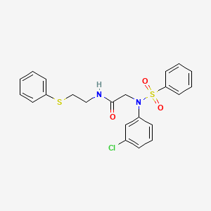 molecular formula C22H21ClN2O3S2 B5157624 N~2~-(3-chlorophenyl)-N~2~-(phenylsulfonyl)-N~1~-[2-(phenylthio)ethyl]glycinamide 