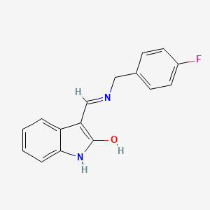 molecular formula C16H13FN2O B5157632 3-{[(4-fluorobenzyl)amino]methylene}-1,3-dihydro-2H-indol-2-one 