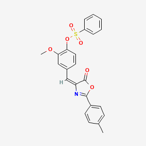 molecular formula C24H19NO6S B5157633 2-methoxy-4-{[2-(4-methylphenyl)-5-oxo-1,3-oxazol-4(5H)-ylidene]methyl}phenyl benzenesulfonate 