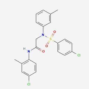molecular formula C22H20Cl2N2O3S B5157640 N~1~-(4-chloro-2-methylphenyl)-N~2~-[(4-chlorophenyl)sulfonyl]-N~2~-(3-methylphenyl)glycinamide 