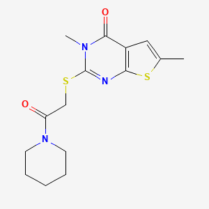 molecular formula C15H19N3O2S2 B5157651 3,6-dimethyl-2-{[2-oxo-2-(1-piperidinyl)ethyl]thio}thieno[2,3-d]pyrimidin-4(3H)-one 