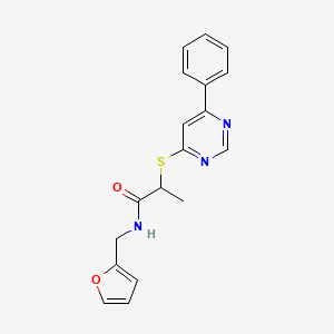 molecular formula C18H17N3O2S B5157706 N-(2-furylmethyl)-2-[(6-phenyl-4-pyrimidinyl)thio]propanamide 