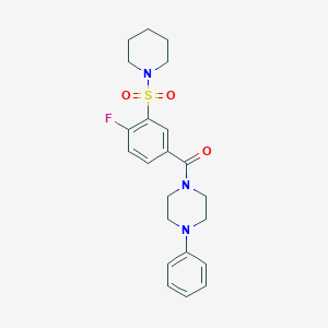 molecular formula C22H26FN3O3S B5157710 1-[4-fluoro-3-(1-piperidinylsulfonyl)benzoyl]-4-phenylpiperazine 