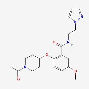 molecular formula C20H26N4O4 B5157744 2-[(1-acetyl-4-piperidinyl)oxy]-5-methoxy-N-[2-(1H-pyrazol-1-yl)ethyl]benzamide 