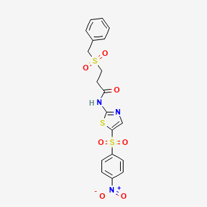 molecular formula C19H17N3O7S3 B5157767 3-(benzylsulfonyl)-N-{5-[(4-nitrophenyl)sulfonyl]-1,3-thiazol-2-yl}propanamide 
