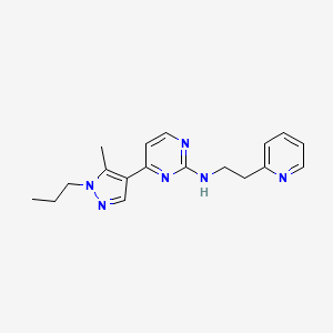 molecular formula C18H22N6 B5157768 4-(5-methyl-1-propyl-1H-pyrazol-4-yl)-N-[2-(2-pyridinyl)ethyl]-2-pyrimidinamine 