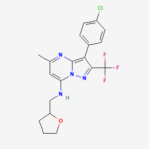 molecular formula C19H18ClF3N4O B5157785 3-(4-chlorophenyl)-5-methyl-N-(tetrahydro-2-furanylmethyl)-2-(trifluoromethyl)pyrazolo[1,5-a]pyrimidin-7-amine 