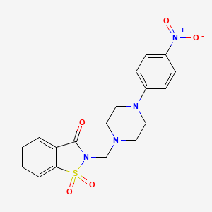 molecular formula C18H18N4O5S B5157878 2-{[4-(4-nitrophenyl)-1-piperazinyl]methyl}-1,2-benzisothiazol-3(2H)-one 1,1-dioxide 