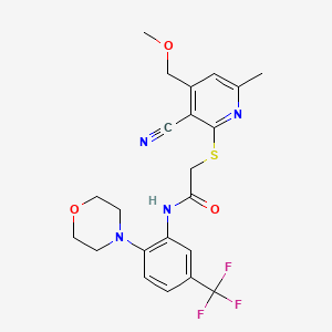 molecular formula C22H23F3N4O3S B5157928 2-{[3-cyano-4-(methoxymethyl)-6-methyl-2-pyridinyl]thio}-N-[2-(4-morpholinyl)-5-(trifluoromethyl)phenyl]acetamide 