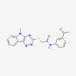 molecular formula C20H17N5O2S B5157995 N-(3-acetylphenyl)-2-[(5-methyl-5H-[1,2,4]triazino[5,6-b]indol-3-yl)thio]acetamide 