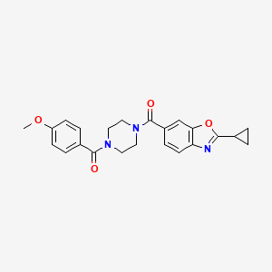 molecular formula C23H23N3O4 B5158001 2-cyclopropyl-6-{[4-(4-methoxybenzoyl)-1-piperazinyl]carbonyl}-1,3-benzoxazole 