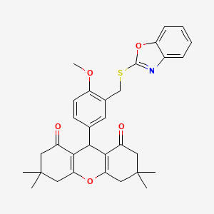 molecular formula C32H33NO5S B5158016 9-{3-[(1,3-benzoxazol-2-ylthio)methyl]-4-methoxyphenyl}-3,3,6,6-tetramethyl-3,4,5,6,7,9-hexahydro-1H-xanthene-1,8(2H)-dione 