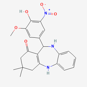 11-(4-hydroxy-3-methoxy-5-nitrophenyl)-3,3-dimethyl-2,3,4,5,10,11-hexahydro-1H-dibenzo[b,e][1,4]diazepin-1-one