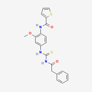 molecular formula C21H19N3O3S2 B5158150 N-[2-methoxy-4-({[(phenylacetyl)amino]carbonothioyl}amino)phenyl]-2-thiophenecarboxamide 