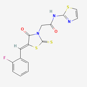molecular formula C15H10FN3O2S3 B5158164 2-[5-(2-fluorobenzylidene)-4-oxo-2-thioxo-1,3-thiazolidin-3-yl]-N-1,3-thiazol-2-ylacetamide 