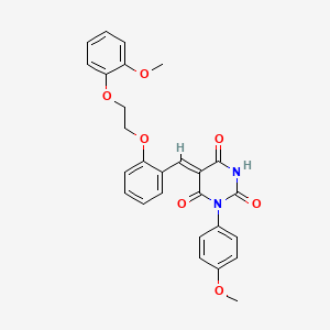 molecular formula C27H24N2O7 B5158209 5-{2-[2-(2-methoxyphenoxy)ethoxy]benzylidene}-1-(4-methoxyphenyl)-2,4,6(1H,3H,5H)-pyrimidinetrione 