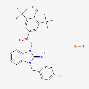 molecular formula C30H35BrClN3O2 B5158228 2-[3-(4-chlorobenzyl)-2-imino-2,3-dihydro-1H-benzimidazol-1-yl]-1-(3,5-di-tert-butyl-4-hydroxyphenyl)ethanone hydrobromide 