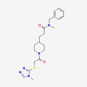 molecular formula C21H29N5O2S B5158249 N-benzyl-N-methyl-3-(1-{[(4-methyl-4H-1,2,4-triazol-3-yl)thio]acetyl}-4-piperidinyl)propanamide 