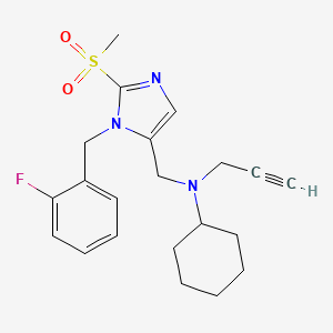 molecular formula C21H26FN3O2S B5158254 N-{[1-(2-fluorobenzyl)-2-(methylsulfonyl)-1H-imidazol-5-yl]methyl}-N-2-propyn-1-ylcyclohexanamine 