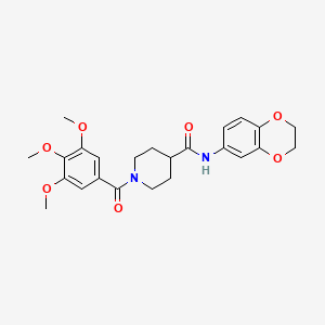 molecular formula C24H28N2O7 B5158326 N-(2,3-dihydro-1,4-benzodioxin-6-yl)-1-(3,4,5-trimethoxybenzoyl)-4-piperidinecarboxamide 