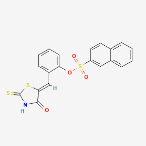 molecular formula C20H13NO4S3 B5158348 2-[(4-oxo-2-thioxo-1,3-thiazolidin-5-ylidene)methyl]phenyl 2-naphthalenesulfonate 