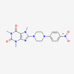 molecular formula C18H21N7O4 B5158351 1,3,7-trimethyl-8-[4-(4-nitrophenyl)-1-piperazinyl]-3,7-dihydro-1H-purine-2,6-dione 