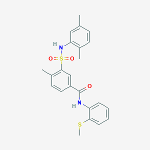 molecular formula C23H24N2O3S2 B5158397 3-{[(2,5-dimethylphenyl)amino]sulfonyl}-4-methyl-N-[2-(methylthio)phenyl]benzamide 