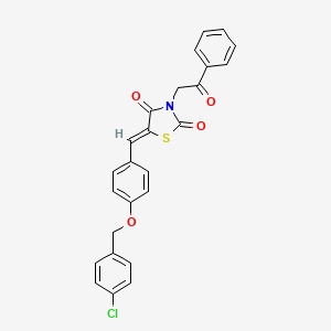 molecular formula C25H18ClNO4S B5158465 5-{4-[(4-chlorobenzyl)oxy]benzylidene}-3-(2-oxo-2-phenylethyl)-1,3-thiazolidine-2,4-dione 