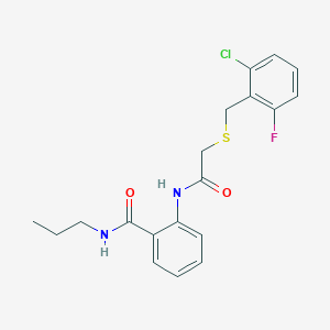 molecular formula C19H20ClFN2O2S B5158472 2-({[(2-chloro-6-fluorobenzyl)thio]acetyl}amino)-N-propylbenzamide 